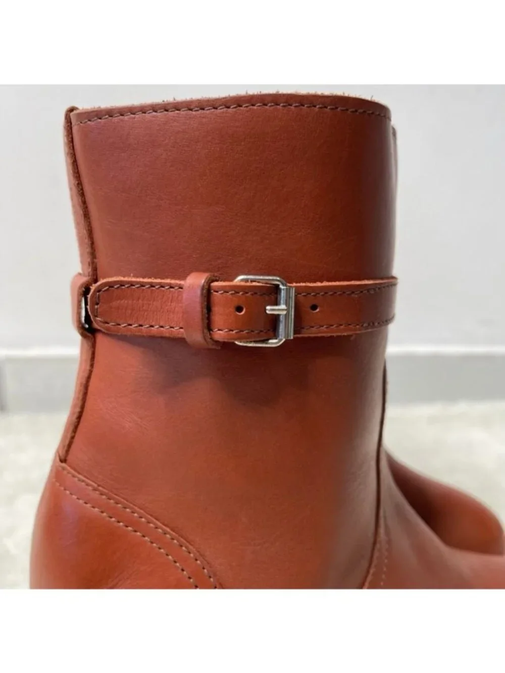 Swedish Hasbeens New Jodhpur Cognac Leather Clog Boots Wood Heel Size 39 / US 9 - Picture 3 of 14